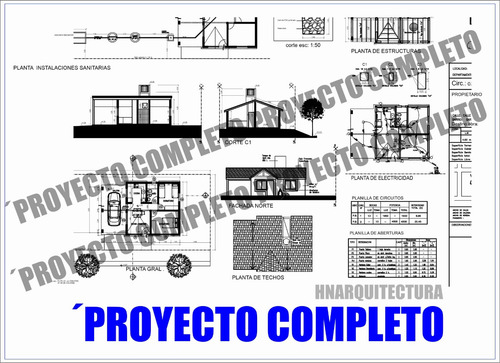 Plano Cabaña Proyecto Completo 2 Dormitorios Galeria Cochera