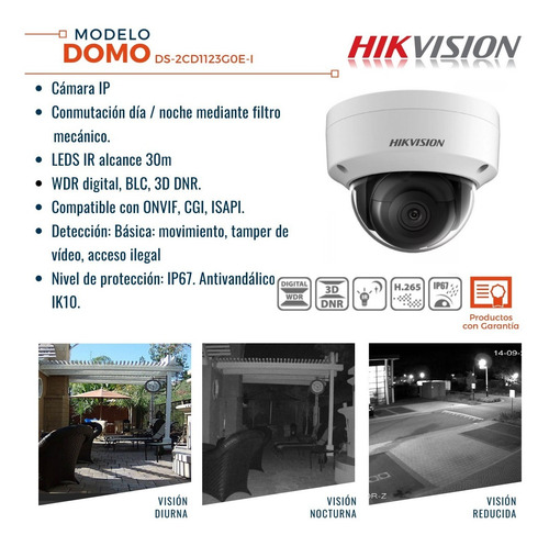Imagen 2 de 9 de Camara Ip Hikvision 2mpx Domo 2.8mm Ir 20m Exterior Ip67 P2p