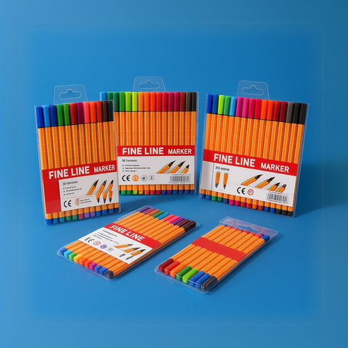 Kit Canetas Fine Line 12 Cores 0.4mm Ponta Fina Precisa Amarelo Colorido