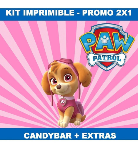 Kit Imprimible Paw Patrol Patrulla Nena Candy Bar 2x1
