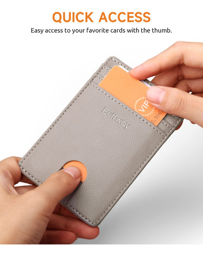 Slim Wallet Buffway Chicago Khaki Rfid Blocking Leather