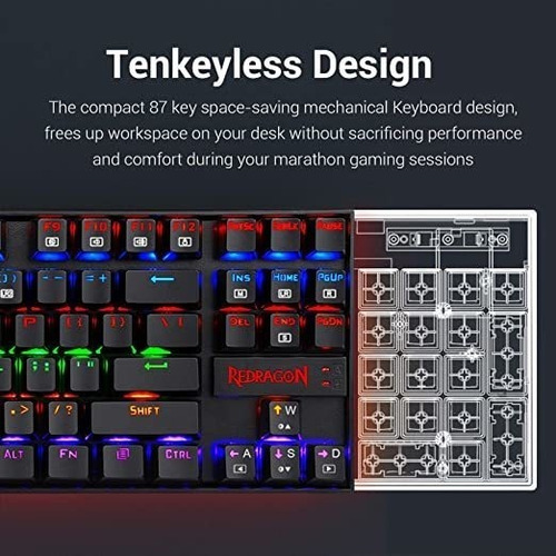 Imagen 7 de 8 de Teclado gamer Redragon Kumara K552 QWERTY Outemu Blue español latinoamérica color negro con luz roja