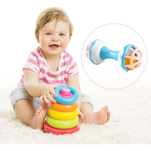 Bebé Sonajero Campana Juguete Shaker Ball Niños Dumbell