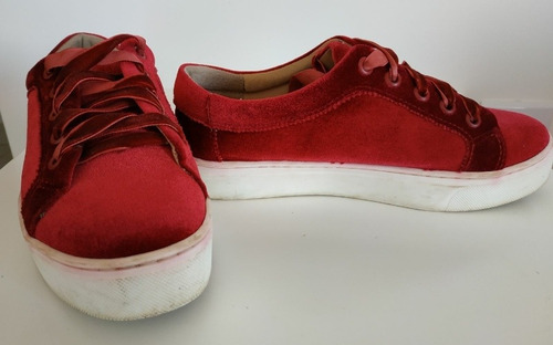 Tênis Anacapri Veludo Sola Alta Vermelho