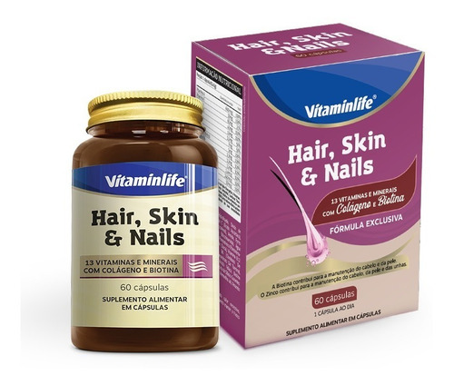 Hair, Skin E Nails  60 Cápsulas - Vitaminlife