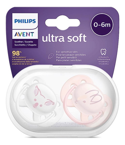 Chupon Avent 0 A 6 M Ultrasoft 2 Uni + Estuche Esterilizador