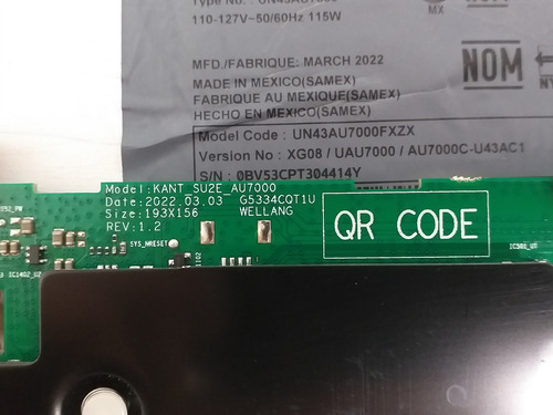 Tarjeta Main Para Pantalla Samsung Un43au7000f Xg08