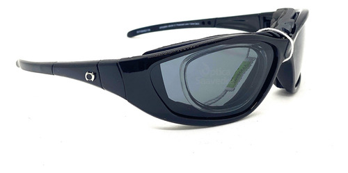 Anteojo Sol Optitech Xeon Op028 Polarizado Insert Tira Lente Negro Polarizado Varilla Negro Brillo Armazón C1 Negro Brillo Diseño Insert Rx