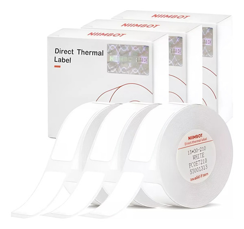 3 Rolos Papel Etiqueta Niimbot D110 D101 D11 15x30mm (630un) Branco