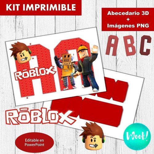 Kit Imprimible Letras 3d Editables + Pdf De Roblox