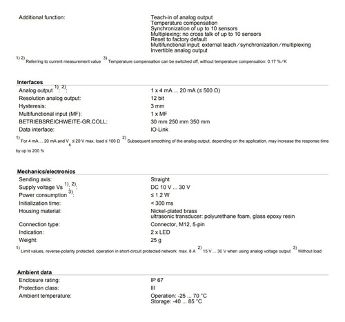 Sensor Ultrasonico Sick Um18-211126111