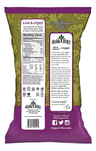 Vegan Robs Coliflor Probiótica A Base De Plantas Puffs Certi
