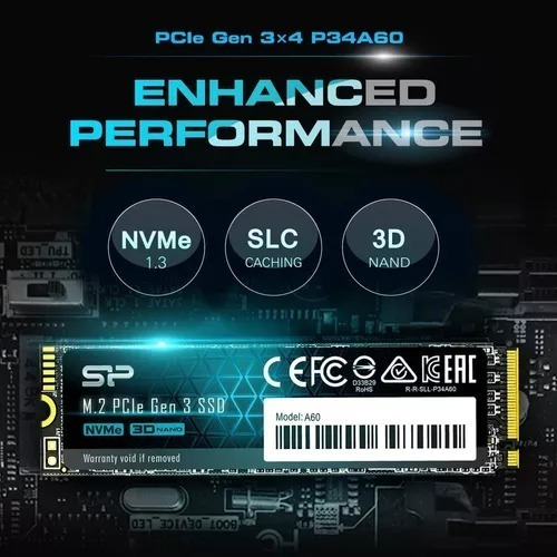 Disco Ssd Silicon Power 1 Tb A60 Nvme M.2 2280 Pcie Gen3x4