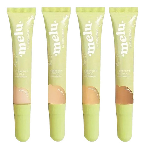 Corrector Liquido Melu Ruby Rose Cobertura Alta Original Amendoim 2