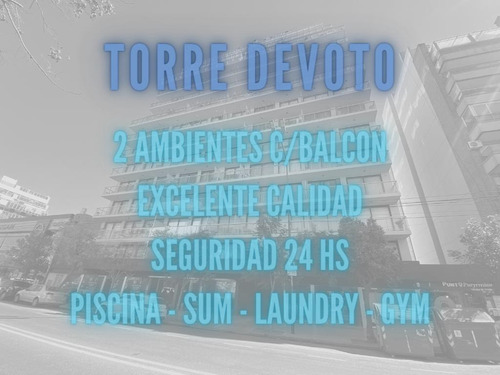 Imagen 3 de 30 de Exclusivo 2 Ambientes C/balcon En Impresionante Torre (devoto)