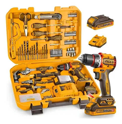 Super Kit 165 Peças + Parafusadeira Impacto 20V 66N BL Ingco