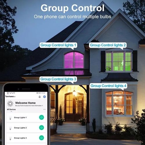 Imagen 6 de 9 de Ampolleta Wifi Inteligente Smart Rgb Google Alexa Colores