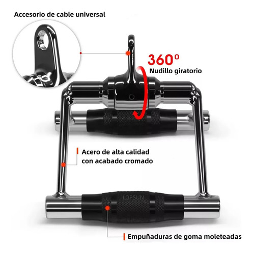 Maneral Agarradera Jaladera Doble D Polea Gym Con Protector