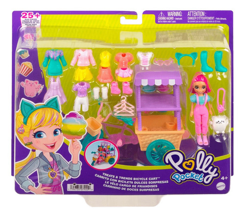 Set Polly Pocket Carrito De Bicicleta Dulces Sorpresas 