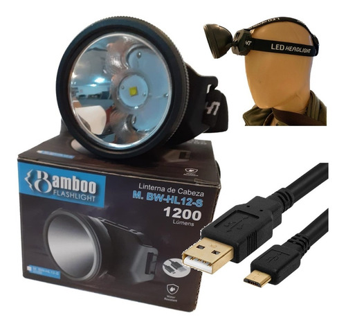 Linterna Led Para Cabeza Bamboo Bwhl12s 1200 Lumens 350 Mts