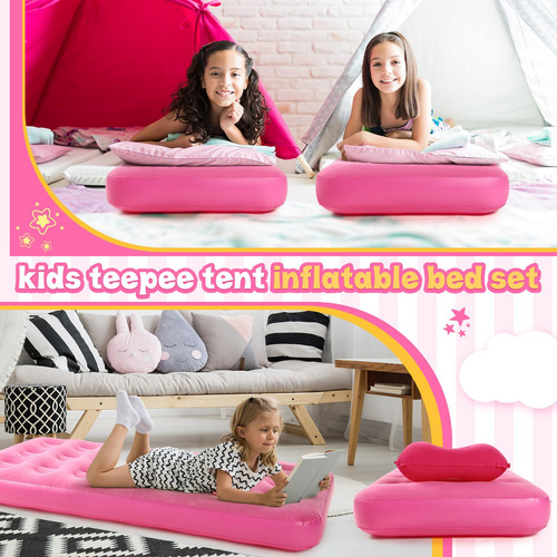 Colchón De Aire Inflable Para Niños Con Almohada Incluida Color