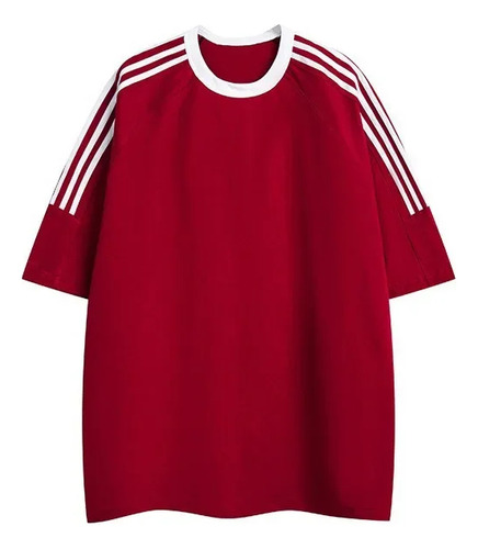 Camiseta Casual Retro De Algodón Con Tres Barras, Unisex, Pa