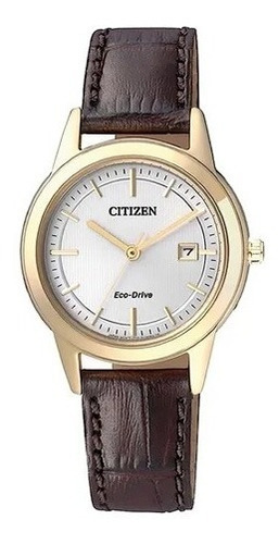 Reloj Citizen Fe108302a Para Mujer Quartz Analogico Fechador Color de la malla Negro Color del bisel Dorado Color del fondo Blanco