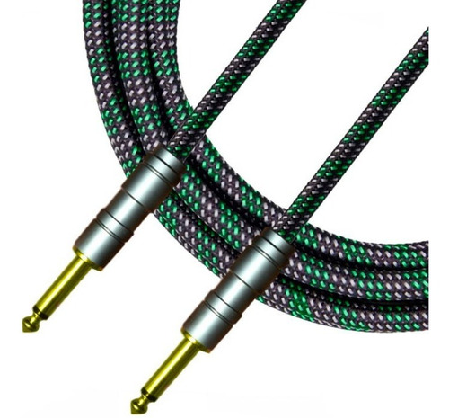 Cable Sky Plug 1/4 Tejido Green Para Guitarra Bajo 6 Metros