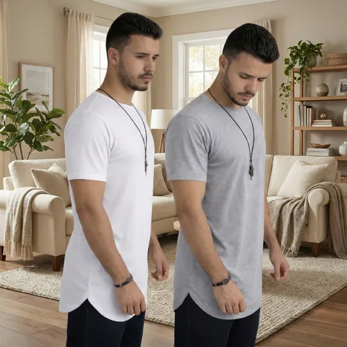 Kit 2 Camiseta Camisa Masculina Blusa Oversized Longline