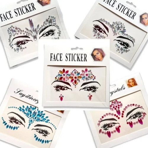 Imagen 3 de 10 de Strass Facial Gemas Cristal Autoadhesivo Art Deco