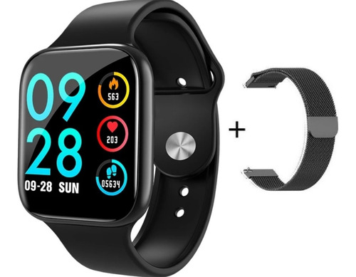 Imagem 1 de 9 de Relógio Inteligente P80 Smartwatch Preto C/ 2 Pulseiras