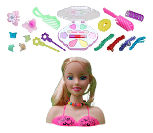 X Busto Muñeca Para Peinar Y Maquillar Con Accesorios Pelo