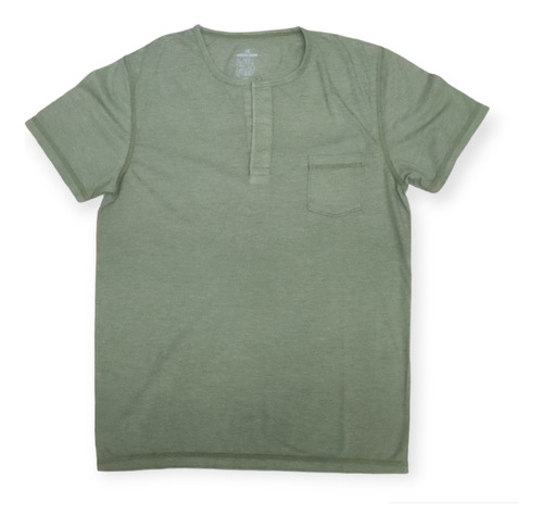 Remera Con Bolsillo Y Tajo Talle M Verde