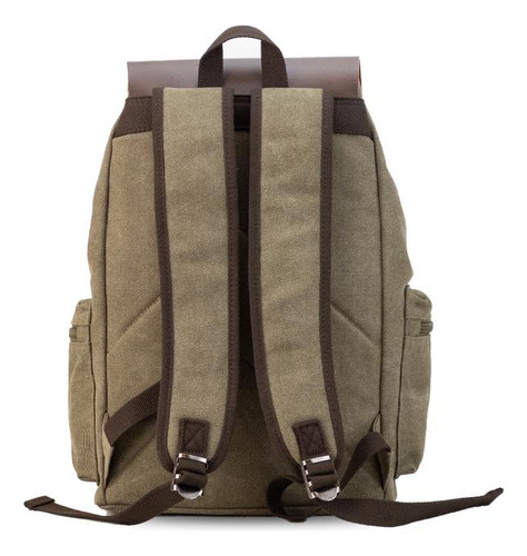 Mochila de tela Canvas con tapa gran capacidad Lincolns AILAMA color verde