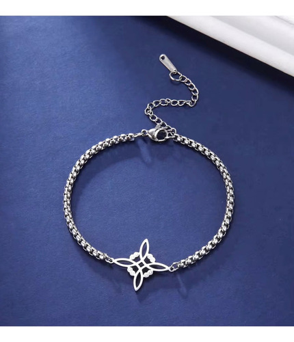 V Pulsera Nudo De Bruja De Acero Inoxidable