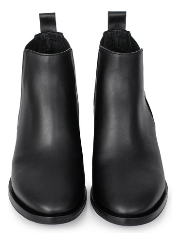 Bota Cuero Mujer Botita Zapato Elastico Vestir Taco Briganti