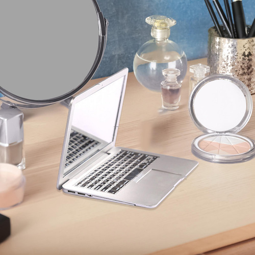 Espejo De Maquillaje De Viaje, Espejo Para Bolso, Plata