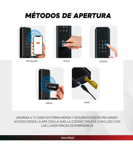 Imagen 7 de 9 de Cerradura Inteligente Smart Wifi Huella Cámara Timbre Exteri