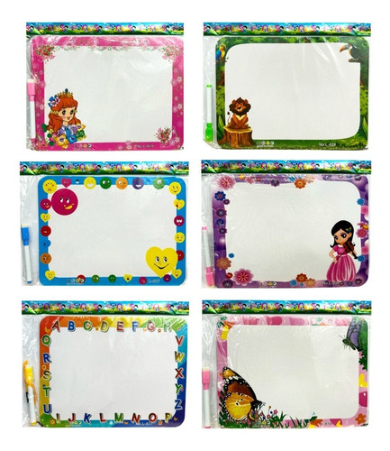 Imagen 1 de 10 de Pizarra Borrable Con Marcador Infantil Pack X12 Surtidos