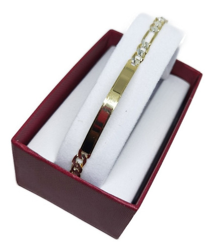 Esclava Figaro Diamantada 1 Pz. De Oro Lam. 18 O 20 Cm Diámetro 6 Largo 18 Cm