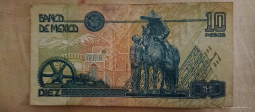 Billete De 10 Pesos Mexicanos De Emiliano Zapata De 1994