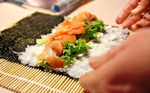 Tapete Para Sushi Bambu Natural Cocina 24 X 24 Cm 6 Piezas