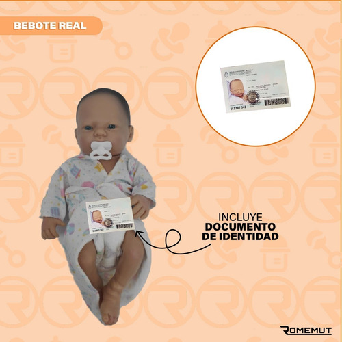 Imagen 5 de 5 de Bebe Reborn Argentina Bebote Mini Bebe + Pañal Y Chupete