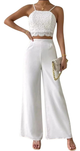 Vestido Conjunto Pantalon  Y Crop Top De Novia, Gala Mnl10