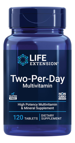 Multivitamínico Life Extension, Dois Por Dia, 120 Comprimido