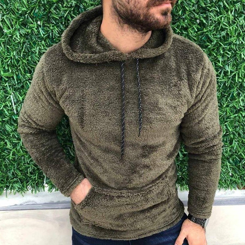 Sudadera Slim Fit De Felpa Para Hombre En Colores Lisos