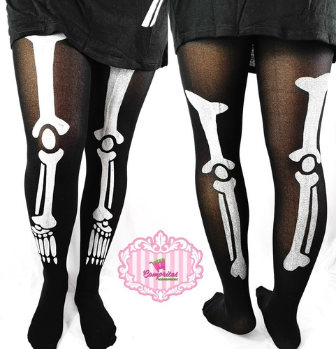 Imagen 5 de 6 de Pantimedia Media Hueso Esqueleto Hallowen Dark Disfraz Envio