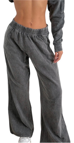 Pantalón Joggers Rústico Gris Cintura Ancha Diseño Go