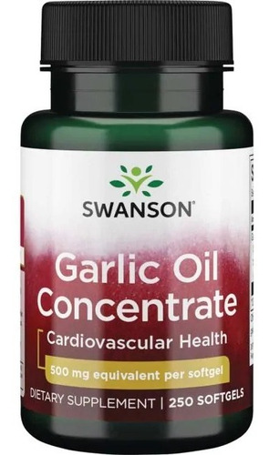 Garlic Oil Concentrado De Ajo 500mg 250sgels Swanson+regalo