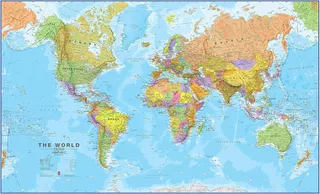 Mapa Mundial De Pared. Póster Del Mapa Del Mundo Lamin...